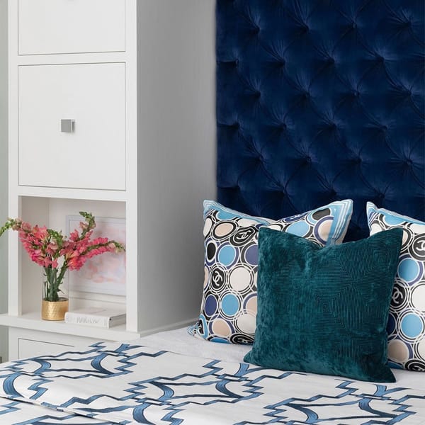 Sapphire Blue Tufted Headboard Accent