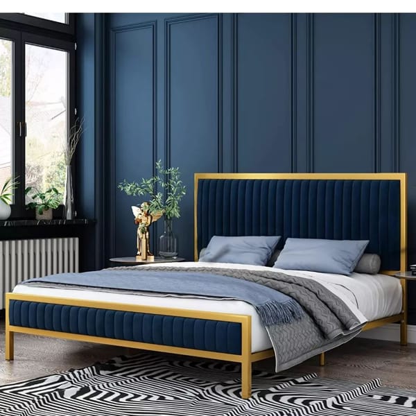 Navy Blue Paneled Bedroom