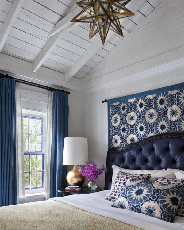 Rustic Dark Blue and White Bedroom
