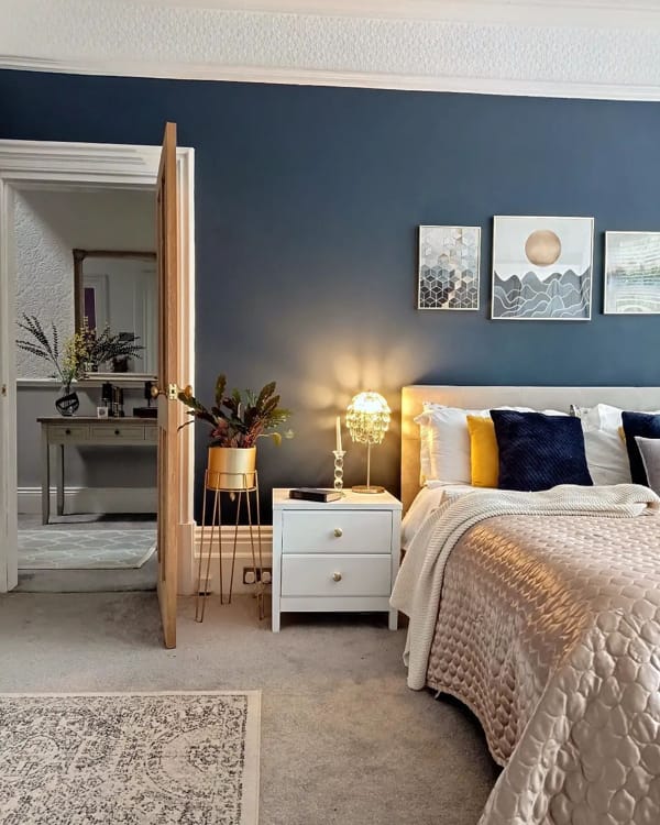 Beige and Blue Bedroom Design