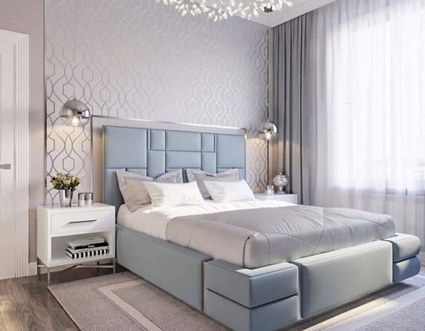 Light Blue and Silver Bedroom Design