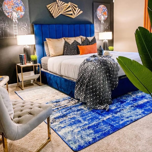  Blue Bed and Matching Carpet Bedroom Design